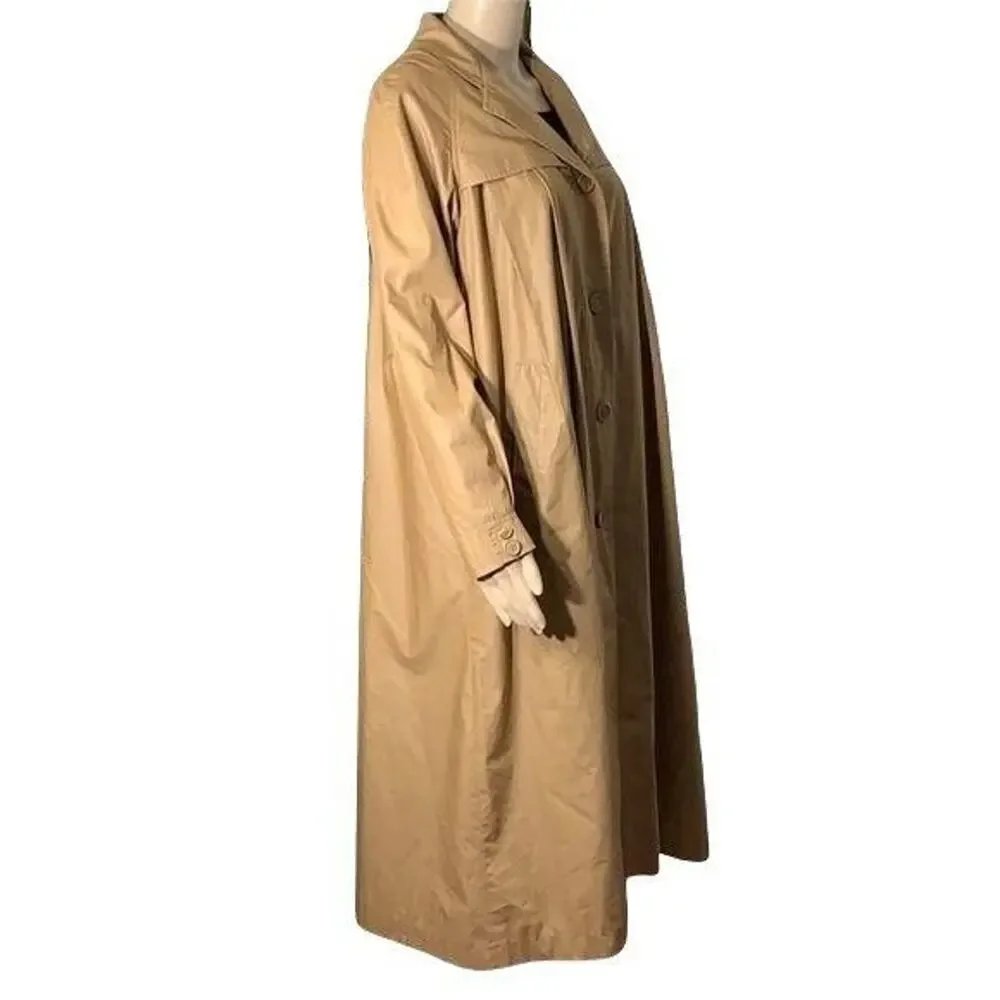 Vintage Tres Elle Womens Full Length Trench Coat Jacket Tan Brown Size 9 10 - Picture 7 of 12